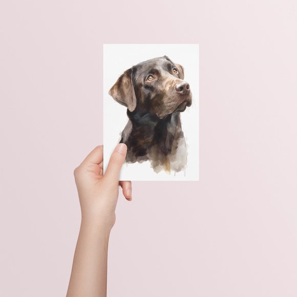 Watercolor Brown Labrador Retriever Dog Portrait Wall Art Print, Unframed - Picture 5 of 7
